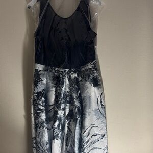 R & M Richards Black and White Floral Gown